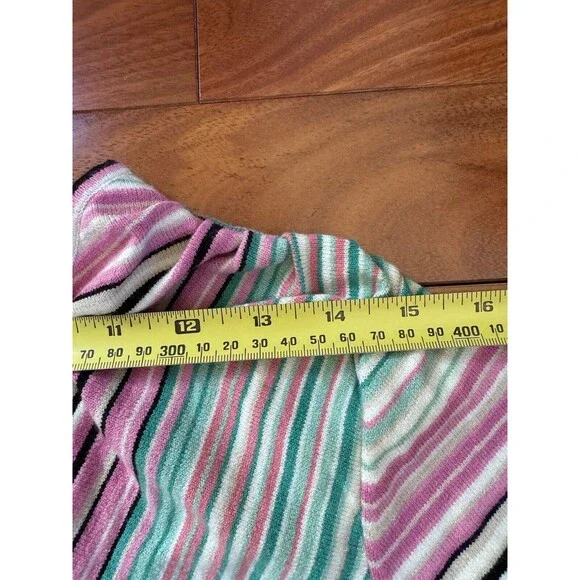 NWT Nine West Wrap Waist Sweater Rainbow Striped V Neck Size L Boho Soft - Picture 5 of 9